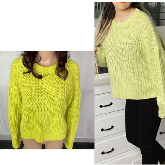 American Eagle Outfitters Sweaters - American Eagle Outfitters neon lime  yellow chunky knit sweater S